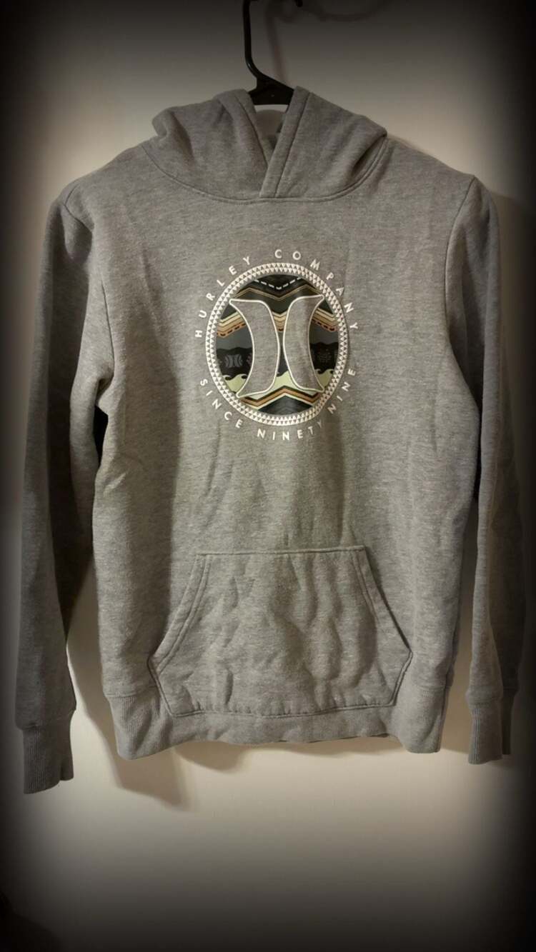 Hurley Boys Gray Graphic Fleece Pullover Hoodie